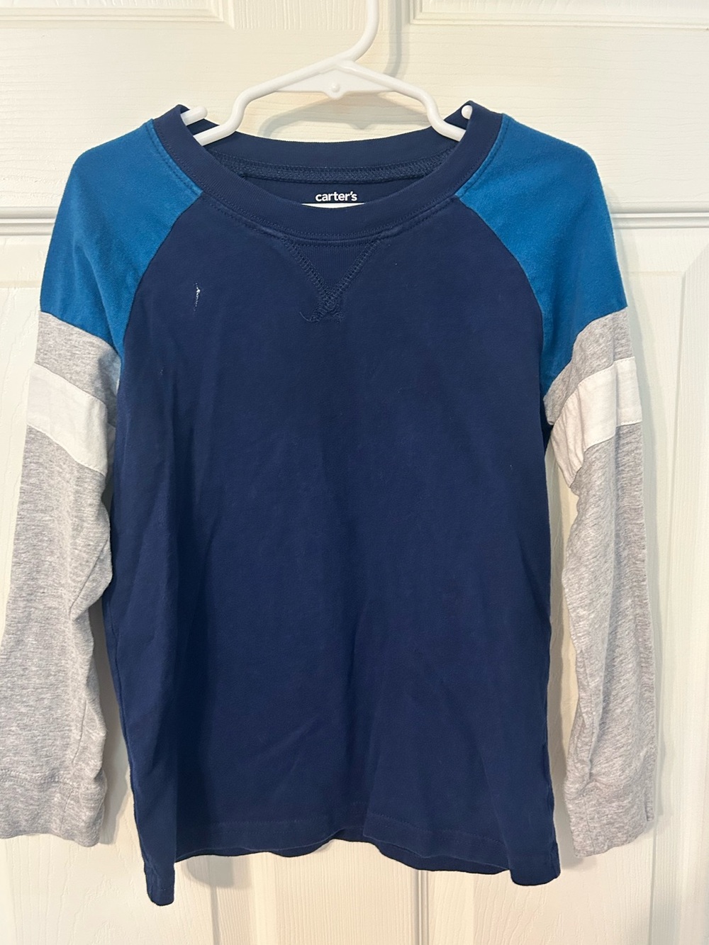 Boys, Carter's, Navy, Bright Blue & Light Gray Raglan Long-Sleeve Tee, Size 6
